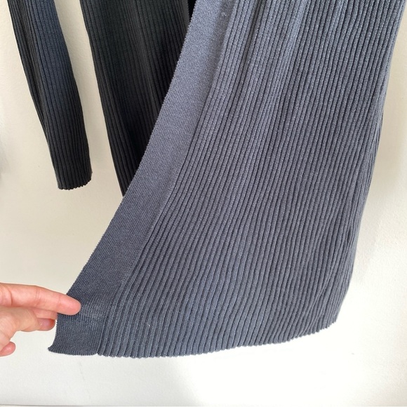 EILEEN FISHER 100% Tencel Dark Gray Ribbed Cardigan Size M - Picture 6 of 13
